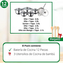 CocinaOn™ Pack Completo de Ollas 12 piezas + 3 Utensilios