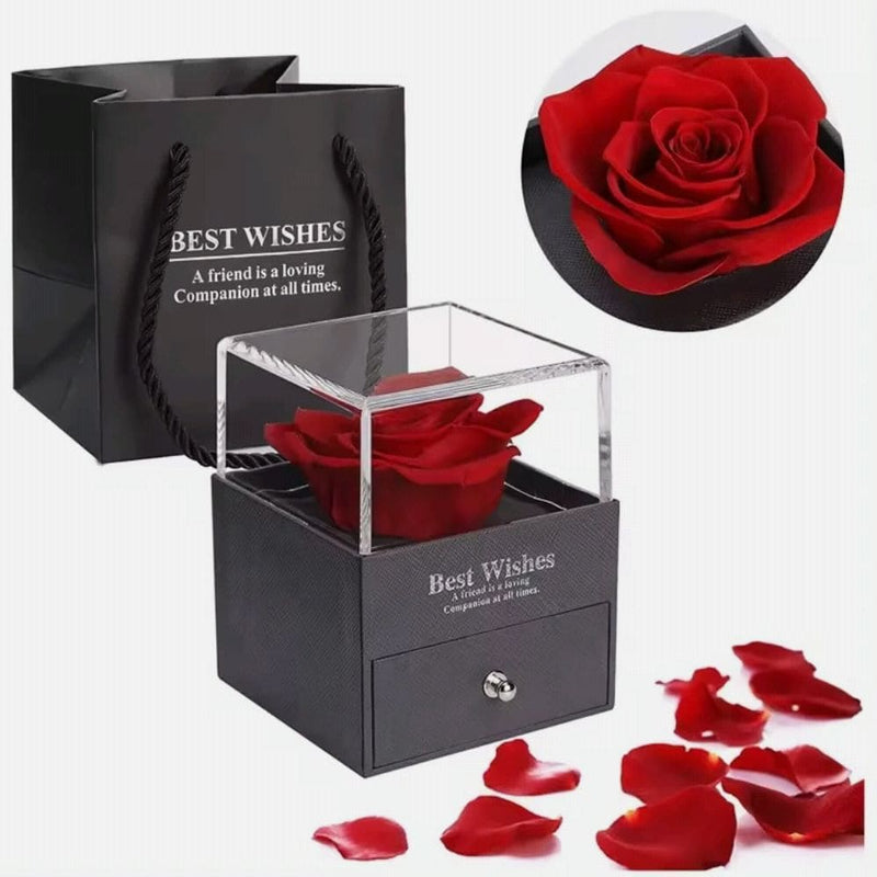 BestWishes™ Caja de Rosa Eterna | Collar "Te Amo" en 100 Idiomas en Oro Rosa + Bolsa de Regalo Gratis - [PROMOCIÓN DISPONIBLE SOLO HOY]