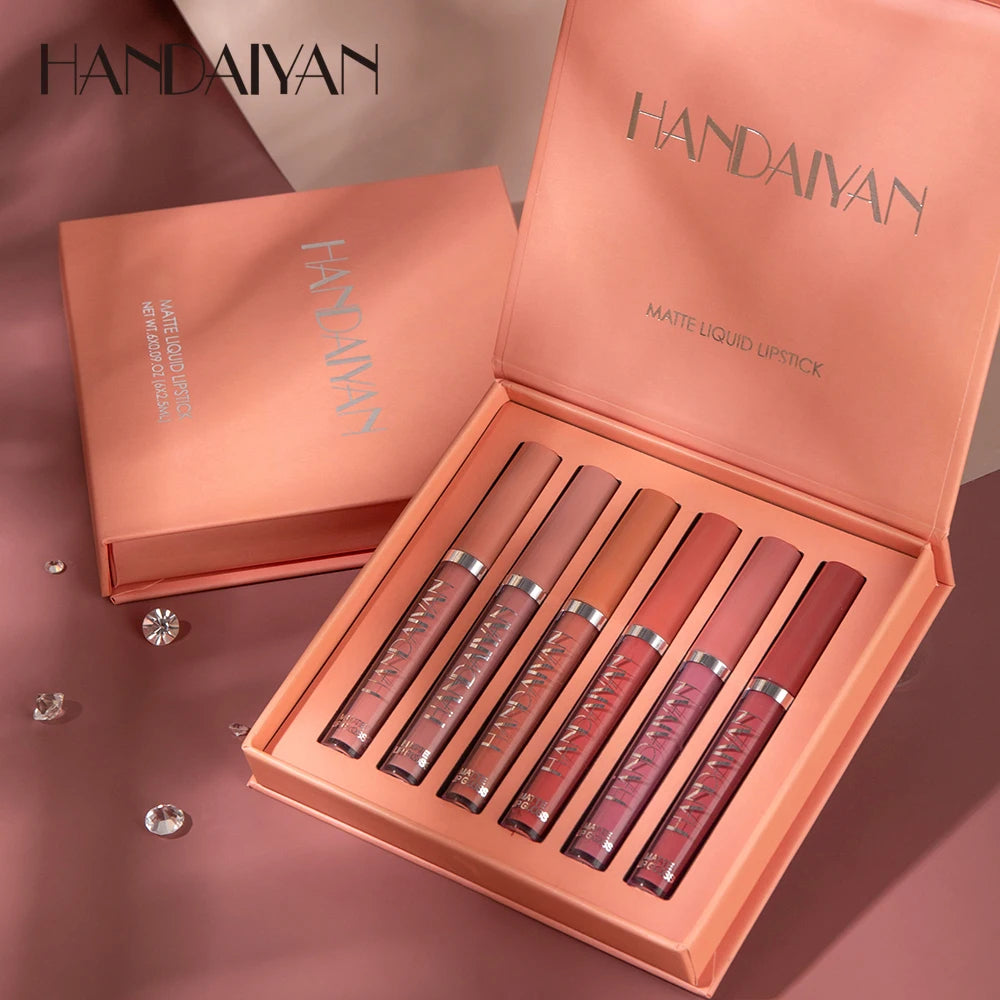 Sexy Lips Handaiyan Set de 6 Pintalabios Color Mate ¡Labios 80% mas gruesos sin AH!💋 - [PROMOCIÓN DISPONIBLE SOLO HOY]