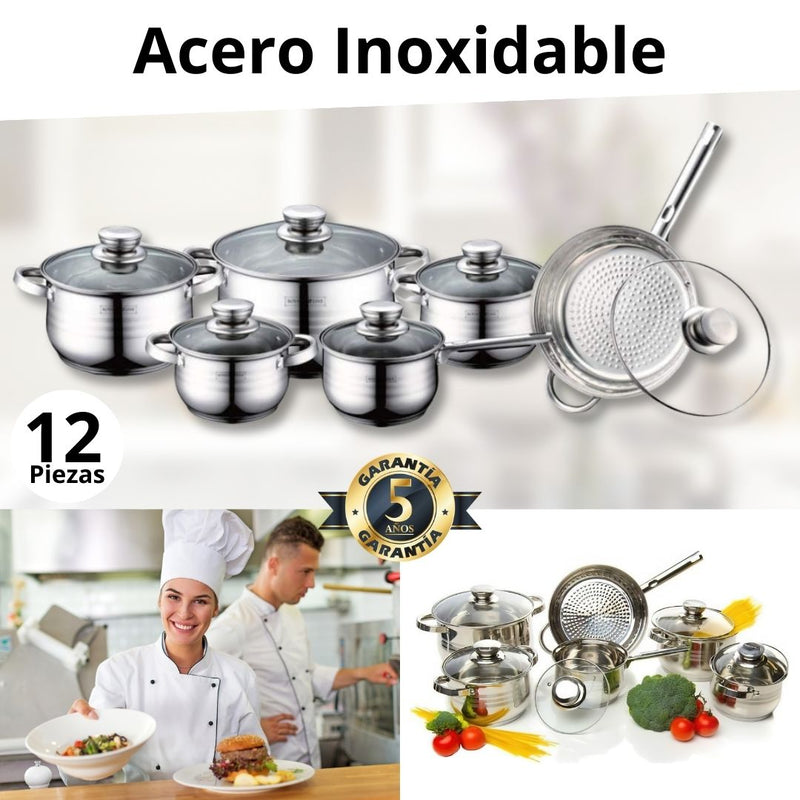 CocinaOn™ Pack Completo de Ollas 12 piezas + 3 Utensilios