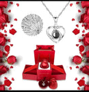 HotRose Conjunto con collar “te amo el 100 idiomas” en caja de rosa ascendente - [PROMOCIÓN DISPONIBLE SOLO HOY]