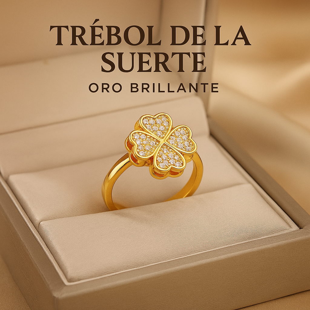Anillo 4 Hojas – Gira, Brilla y Atrae Suerte
