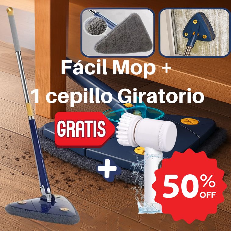 FácilMop - Fregona autoescurrible, limpia sin esfuerzo + Cepillo Giratorio GRATIS