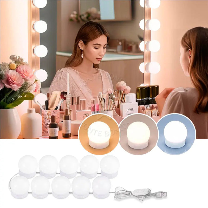 Glowmir™ Kit De Luces Led Para Espejo Estilo Hollywood 10 Bombillas - [PROMOCIÓN DISPONIBLE SOLO HOY]
