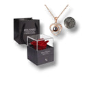 BestWishes™ Caja de Rosa Eterna | Collar "Te Amo" en 100 Idiomas en Oro Rosa + Bolsa de Regalo Gratis - [PROMOCIÓN DISPONIBLE SOLO HOY]