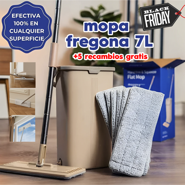 FlatMop™ Mopa Fregona 7L + 5 Recambios Gratis - [PROMOCIÓN DISPONIBLE SOLO HOY]