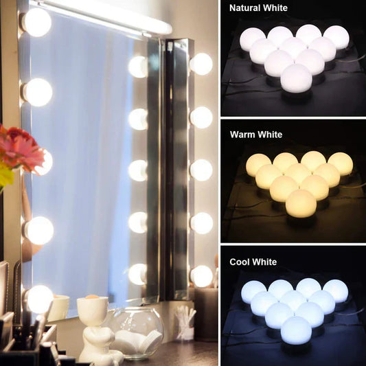 Glowmir Kit De Luces Led Para Espejo Estilo Hollywood 10 Bombillas - [PROMOCIÓN DISPONIBLE SOLO HOY]