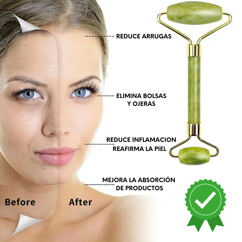 Rodillo Facial™ Masajeador en Piedra Jade | Anti Retención de Líquidos - [PROMOCIÓN DISPONIBLE SOLO HOY]